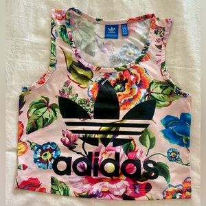 Adidas x Farm Rio Floralita Crop Top Sleeveless Tank Shirt Womens Size XS